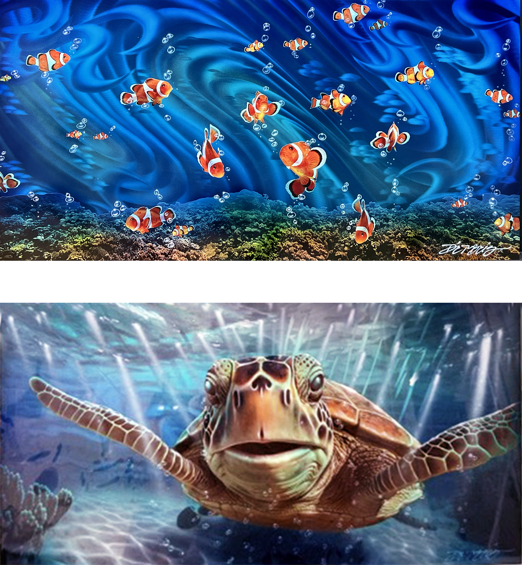 Chris DeRubeisArt titleDeRubeis Underwater Suite BOTH Clowning Around and Thatcher the Turtle 12x24